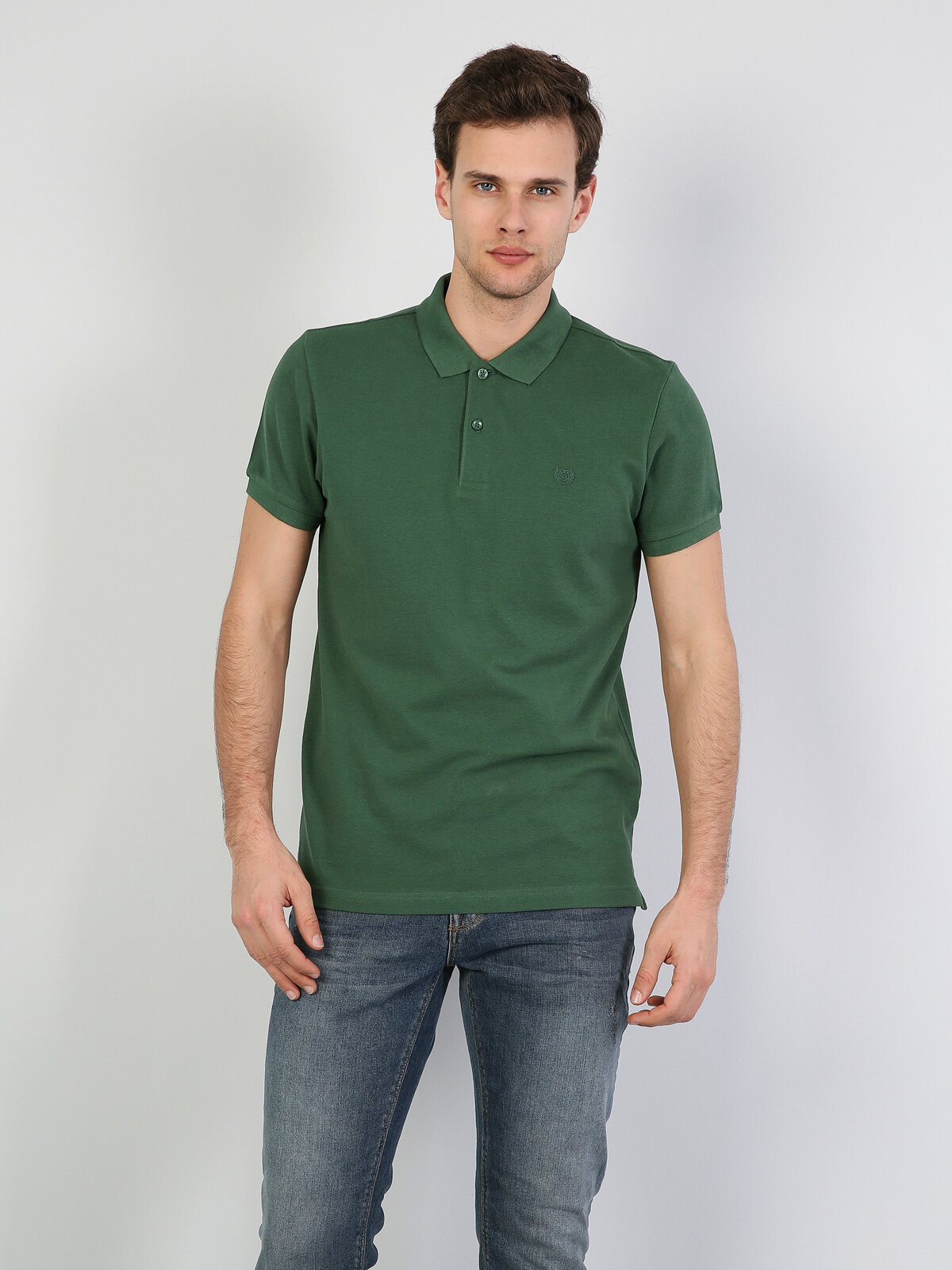 Colins Green Men Short Sleeve Polo Shirt. 4