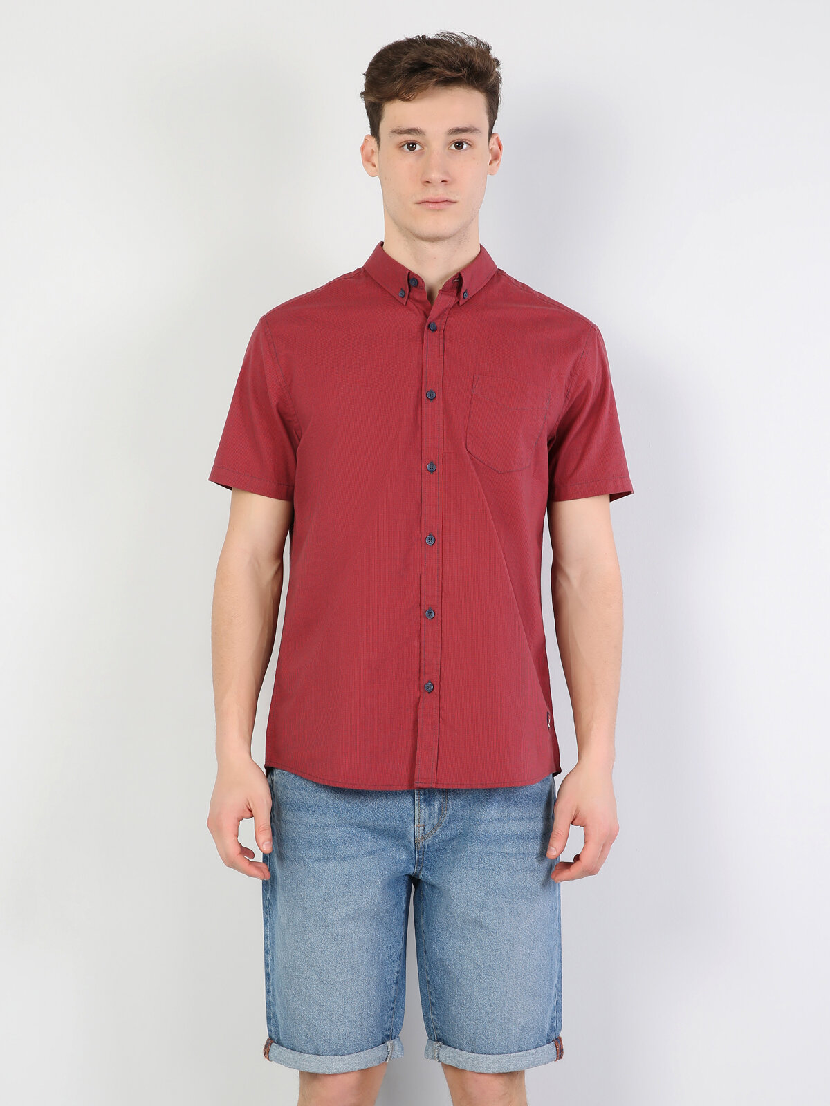 Colins Red Men Short Sleeve Shirt. 4