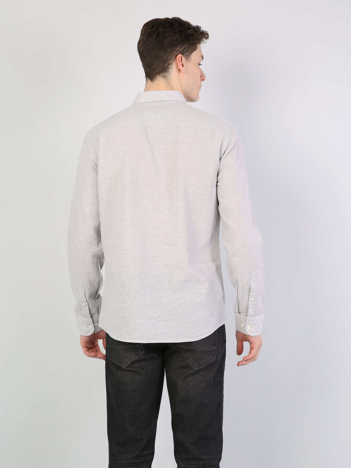 Colins Slim Fit Shirt Neck Erkek Bej Uzun Kol Gömlek. 2 Colins Slim Fit Shirt Neck Erkek Bej Uzun Kol Gömlek. 2
