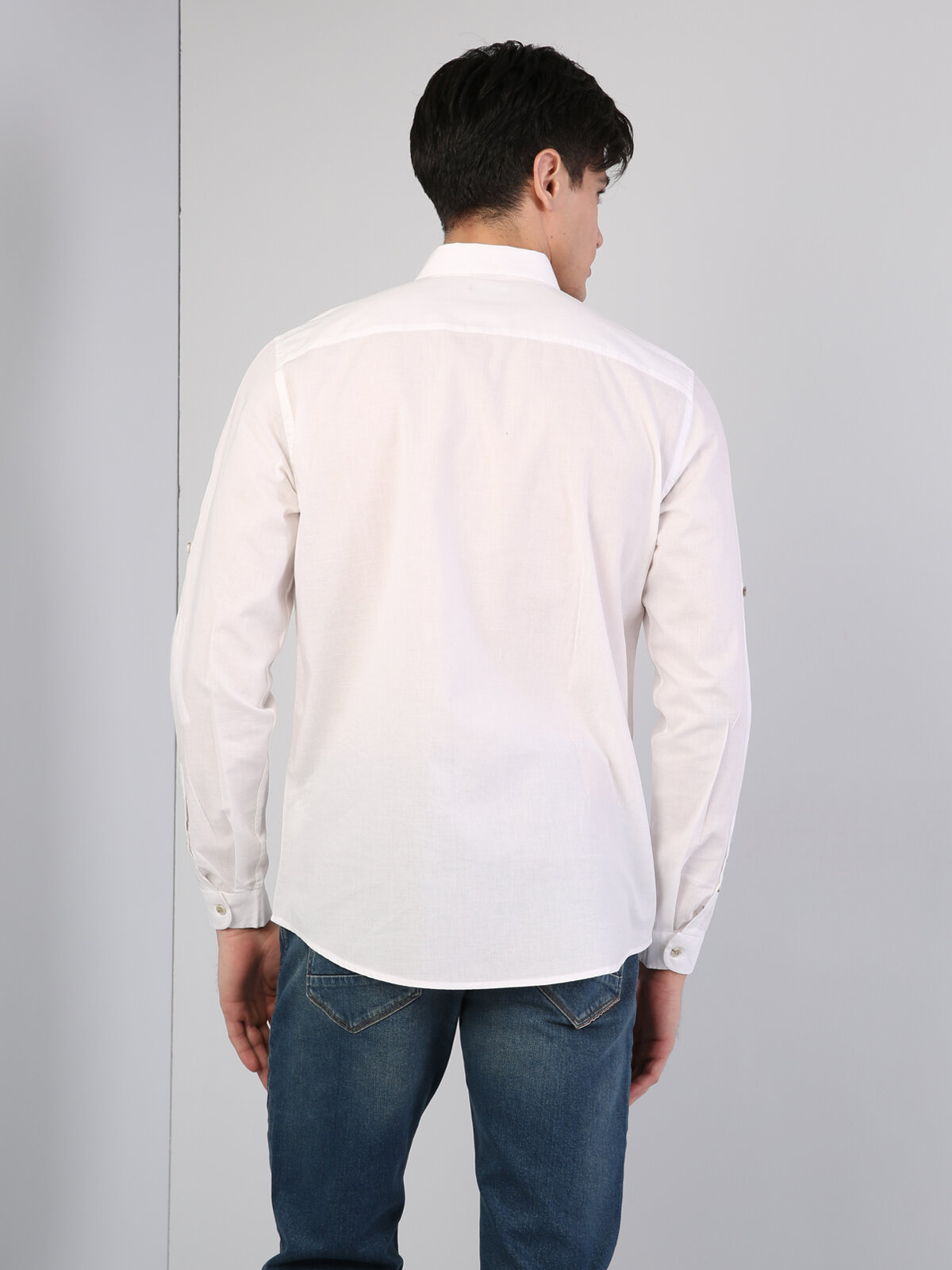 Colins Regular Fit Shirt Neck Erkek Beyaz Uzun Kol Gömlek. 2