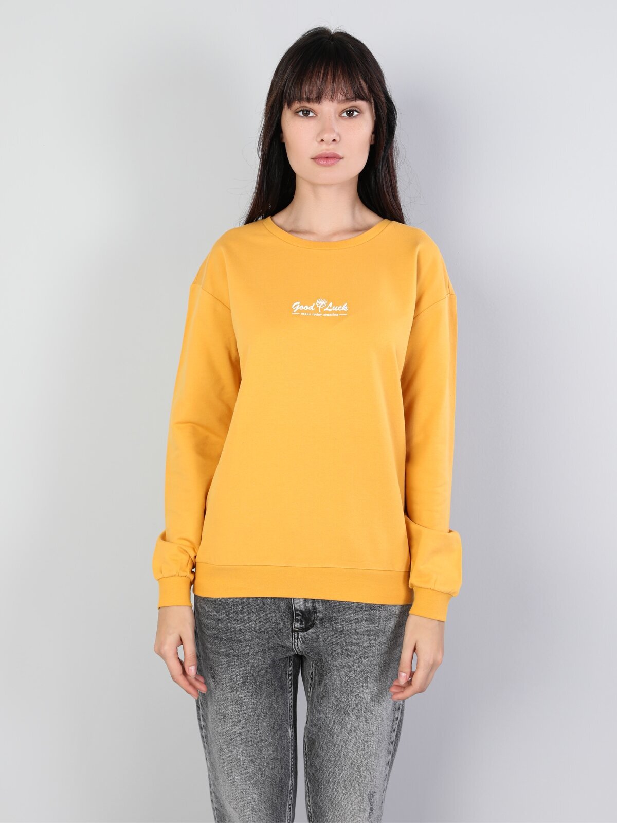 Colins Regular Fit Kadın Sarı Sweatshirt. 4