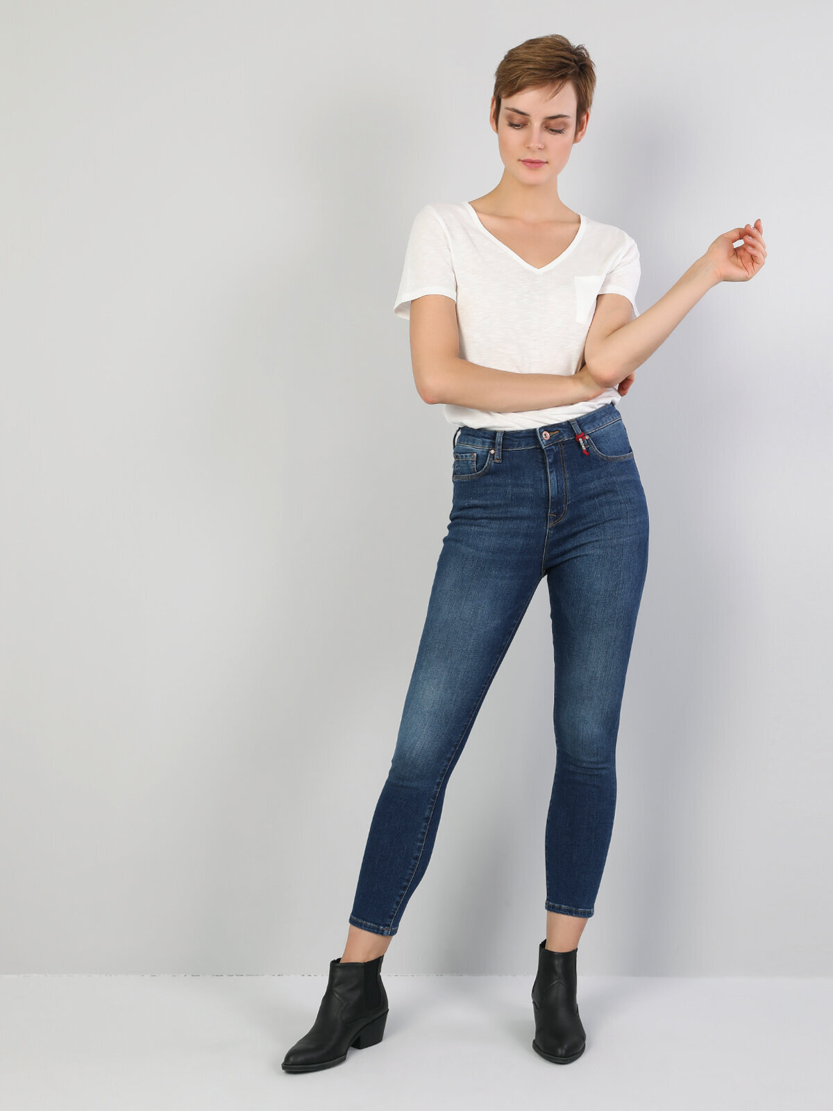 Colins 760 Dıana Yüksek Bel Dar Paça Super Slim Fit Mavi Kadın Jean Pantolon. 3