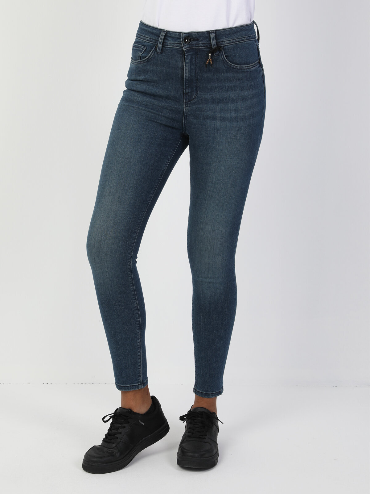 Colins 760 Dıana Yüksek Bel Dar Paça Super Slim Fit Mavi Kadın Jean Pantolon. 4