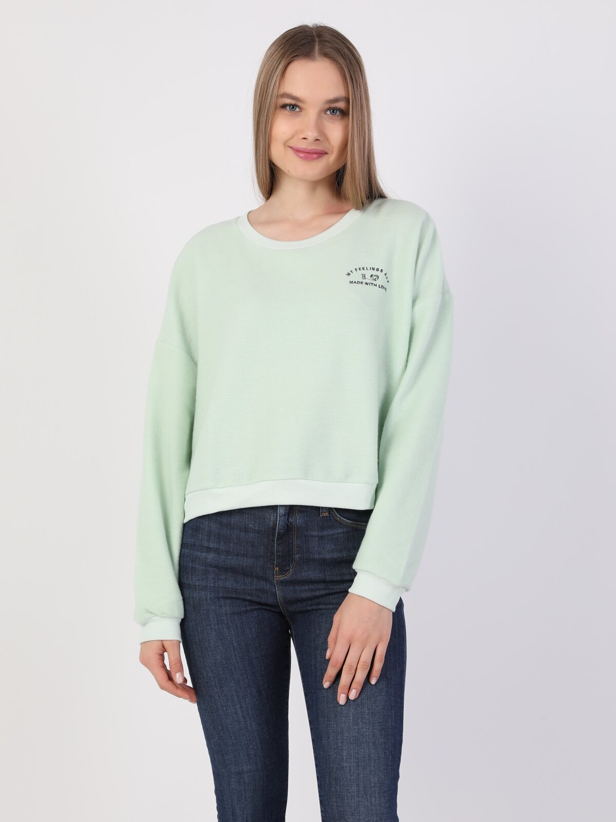 Colins Regular Fit Kadın Yeşil Sweatshirt. 4