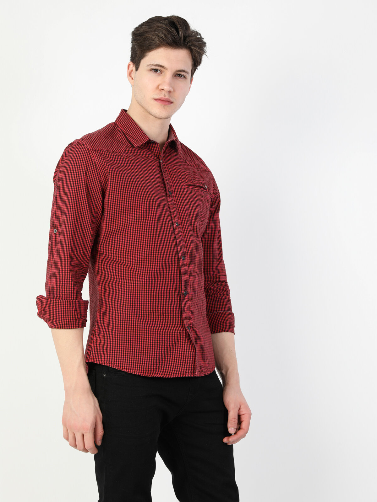 Colins Red Men Long Sleeve Shirt. 3