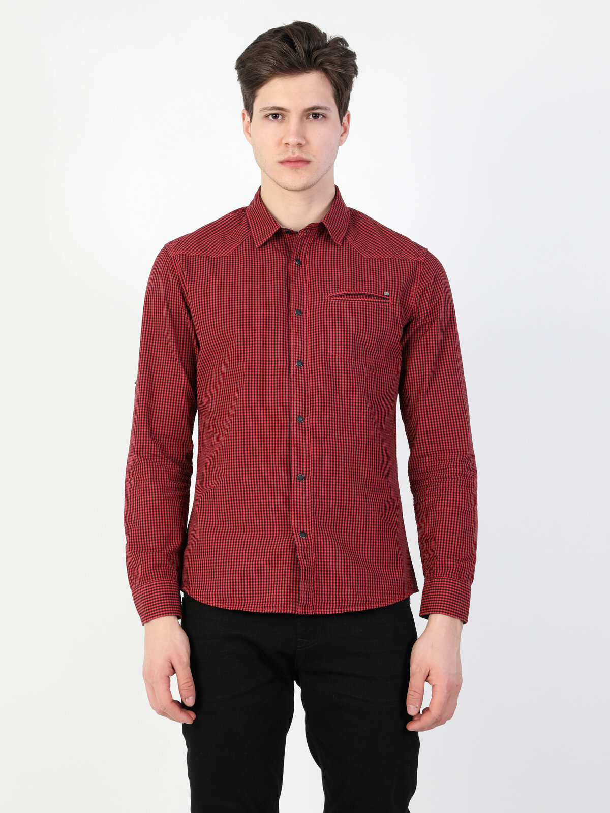 Colins Red Men Long Sleeve Shirt. 4