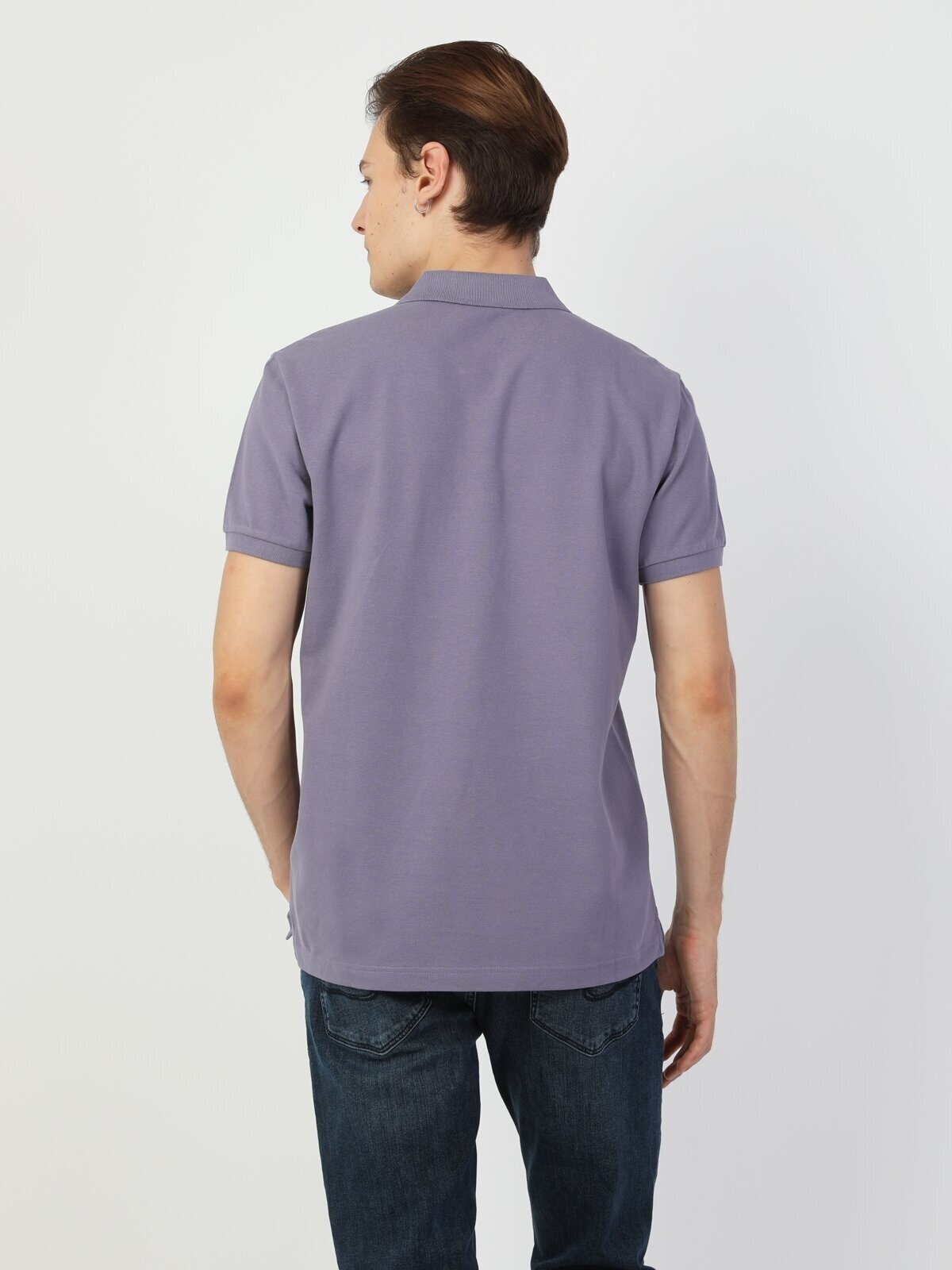Colins Purple Men Short Sleeve Polo Shirt. 2