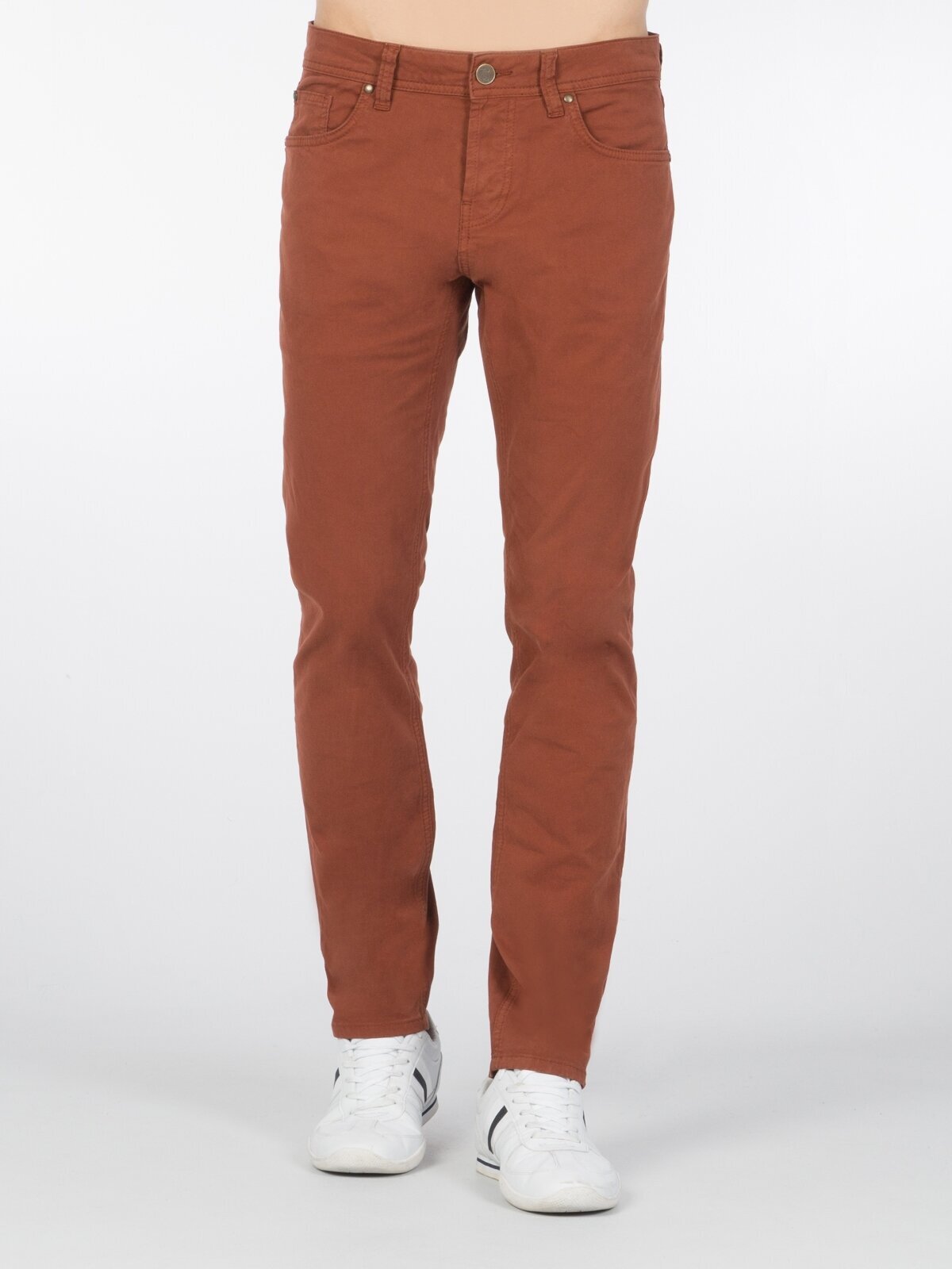 Colins - Slim Fit Düz Paça Yüksek Bel 044 Karl Mavi Erkek Pantolon