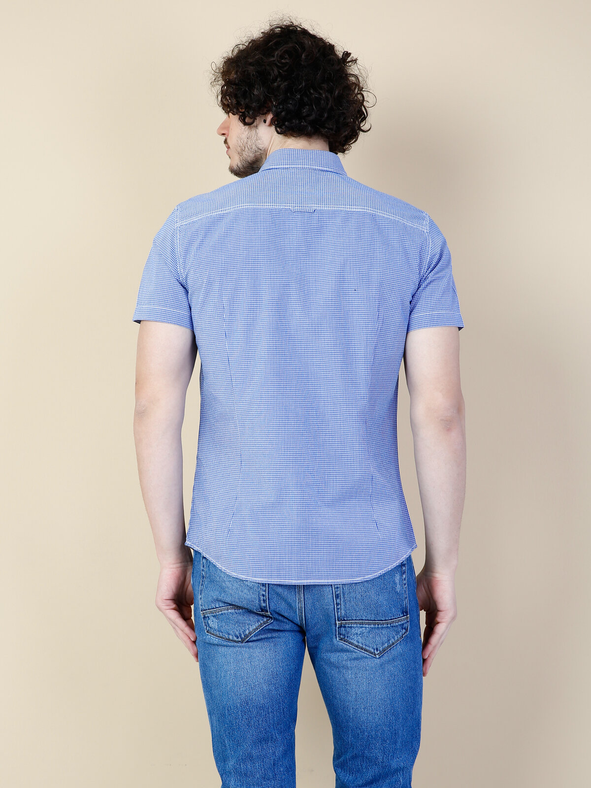 Colins Blue Men Short Sleeve Shirt. 2