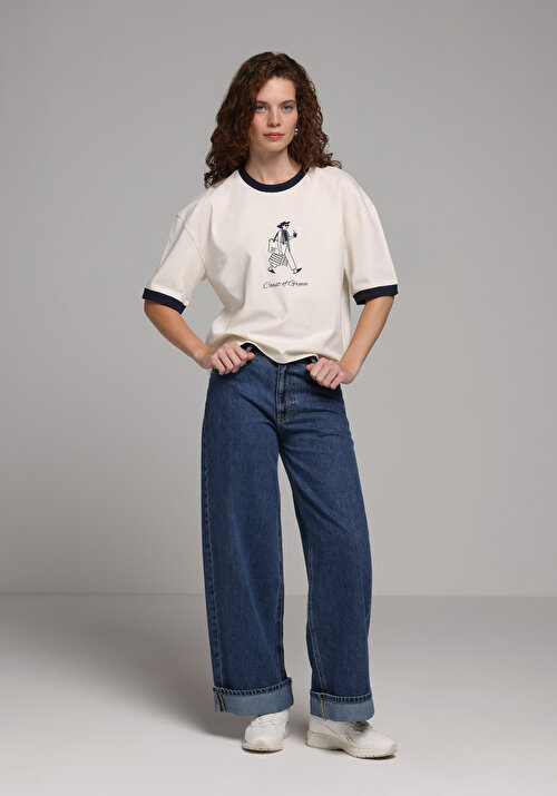 COLIN'S Loose Fit Düşük Bel Geniş Paça Kadın Dark İndigo Denim COLIN'S Loose Fit Düşük Bel Geniş Paça Kadın Dark İndigo Denim