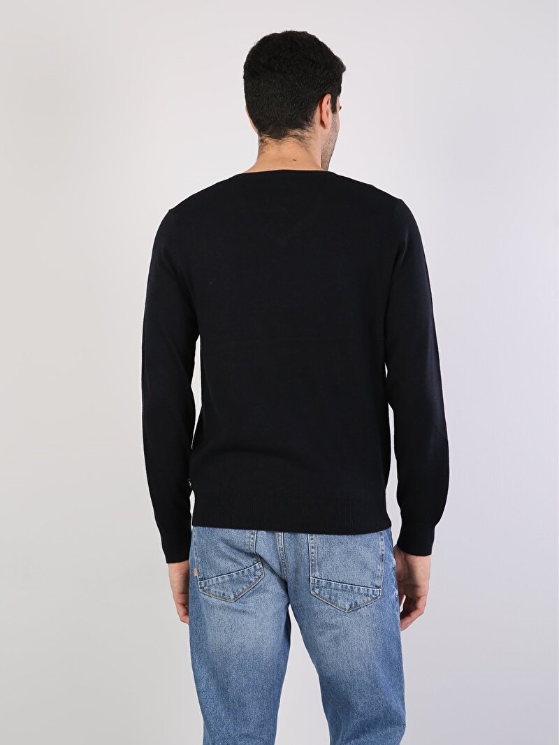 Regular Fit Yuvarlak Yaka Erkek Lacivert Kazak Cl1023230