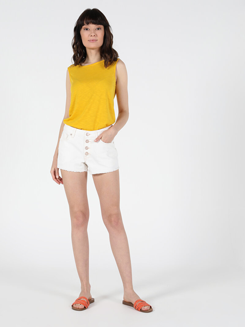 Slim Fit Orta Bel Kadın Denim Jean Şort