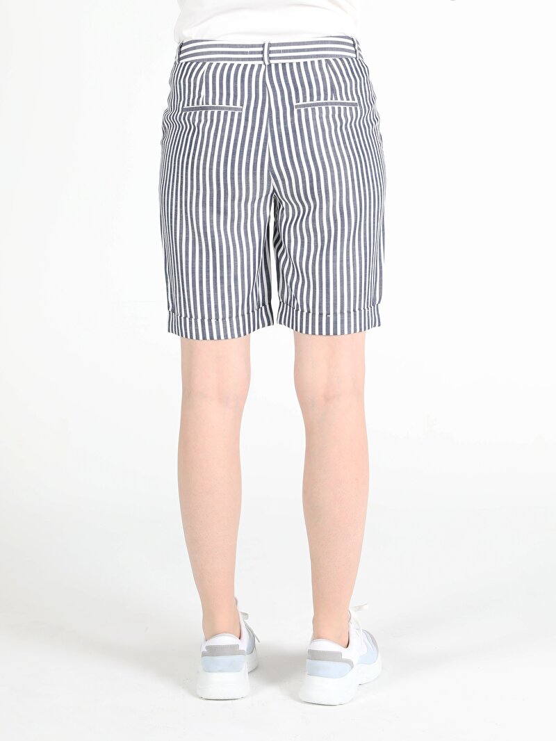 Regular Fit Yüksek Bel Kadın Lacivert Şort