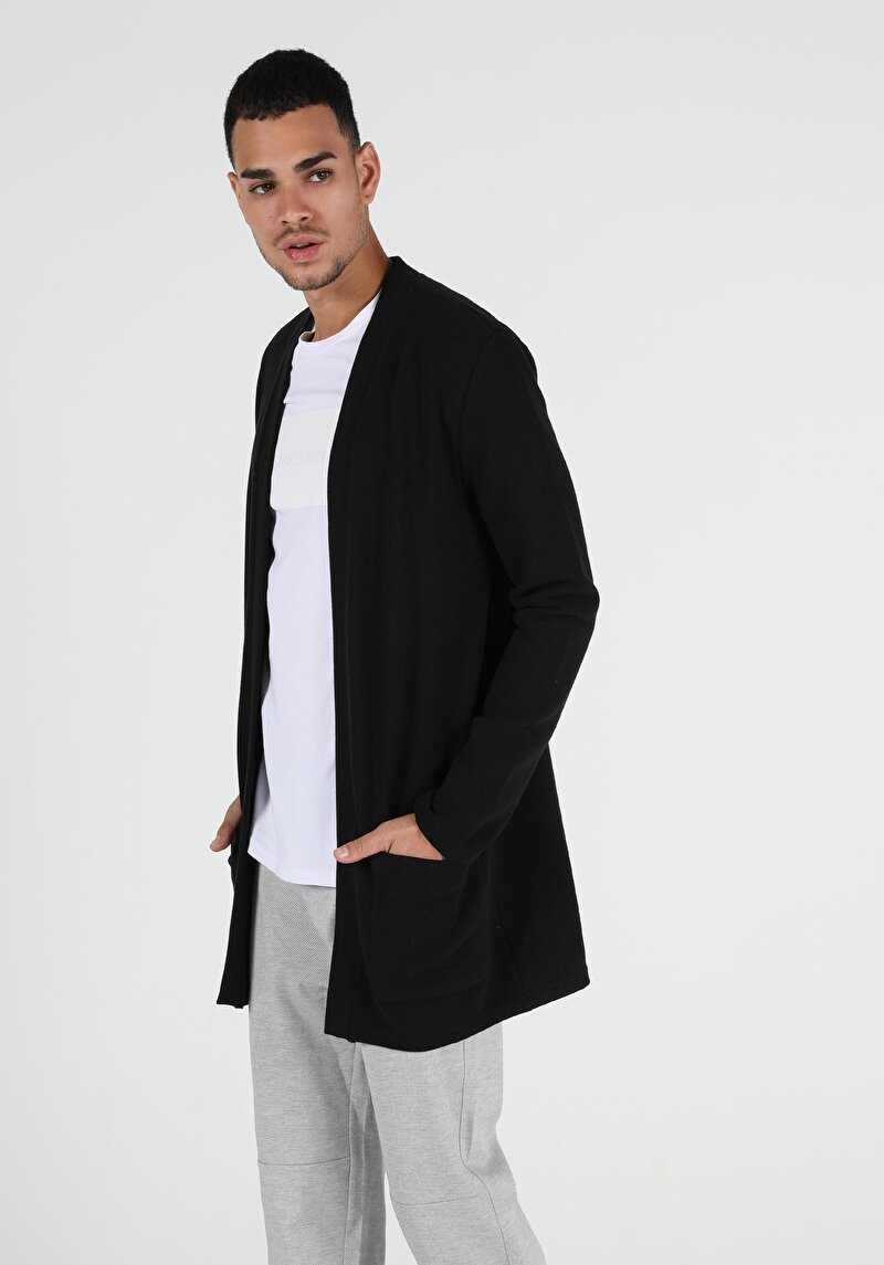 Regular Fit Cepli Erkek Siyah Hırka