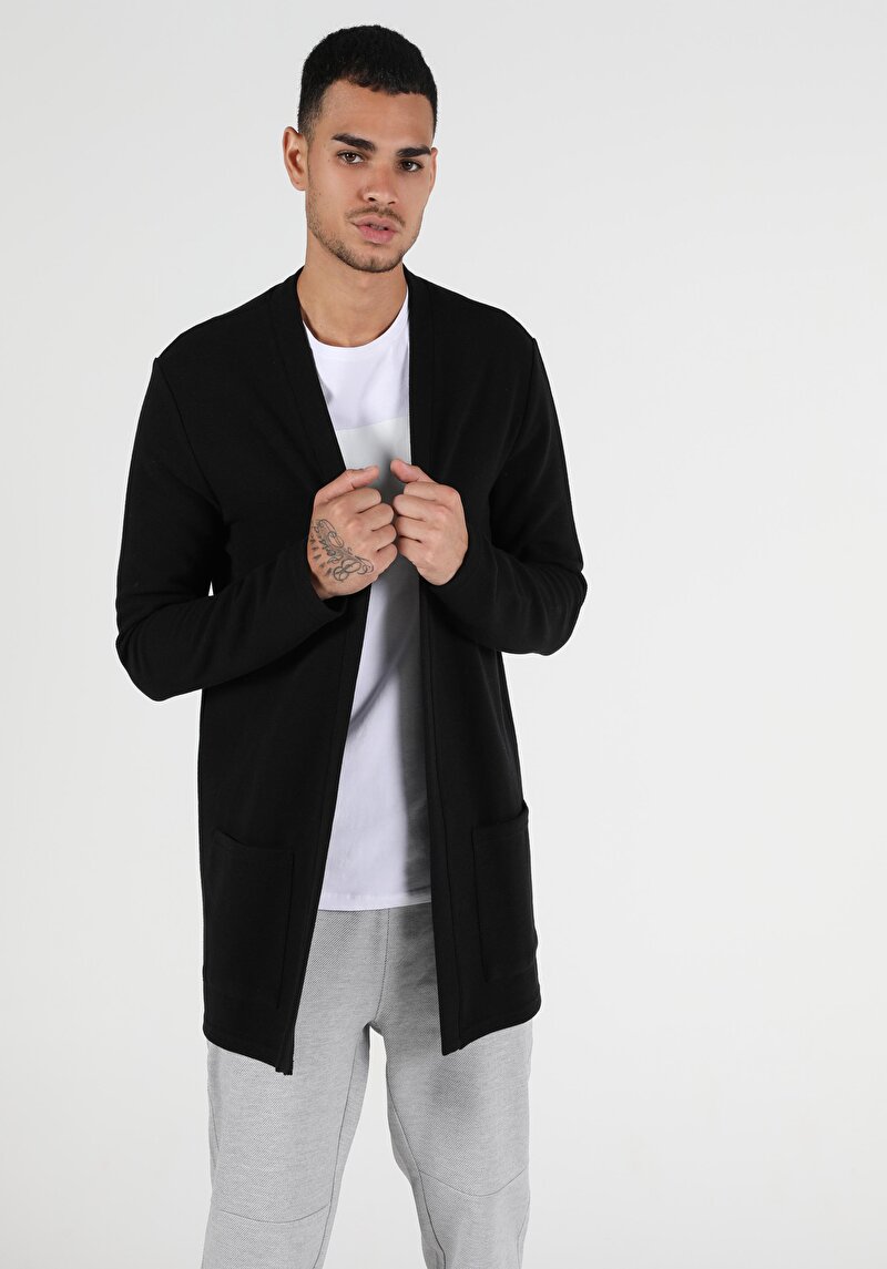 Regular Fit Cepli Erkek Siyah Hırka