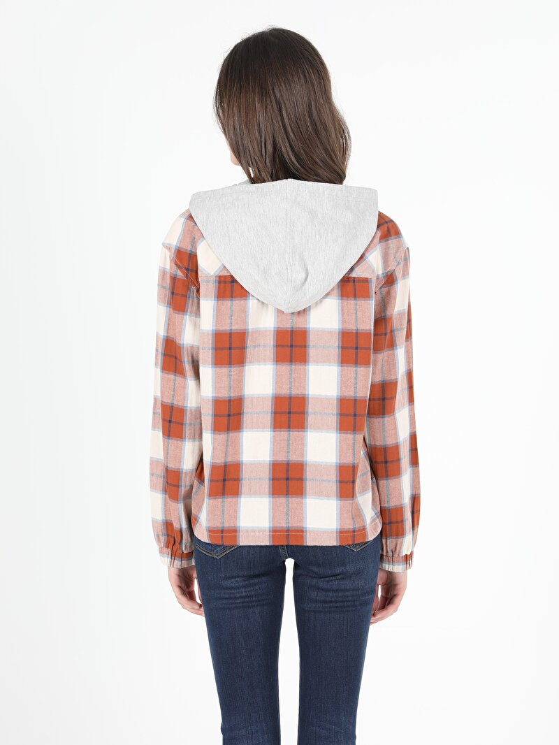 Regular Fit Hooded Kadın Tarçın Uzun Kol Gömlek