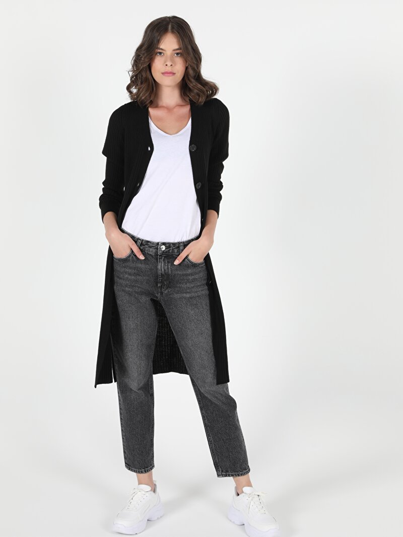 Slim Fit Kadın Siyah Hırka