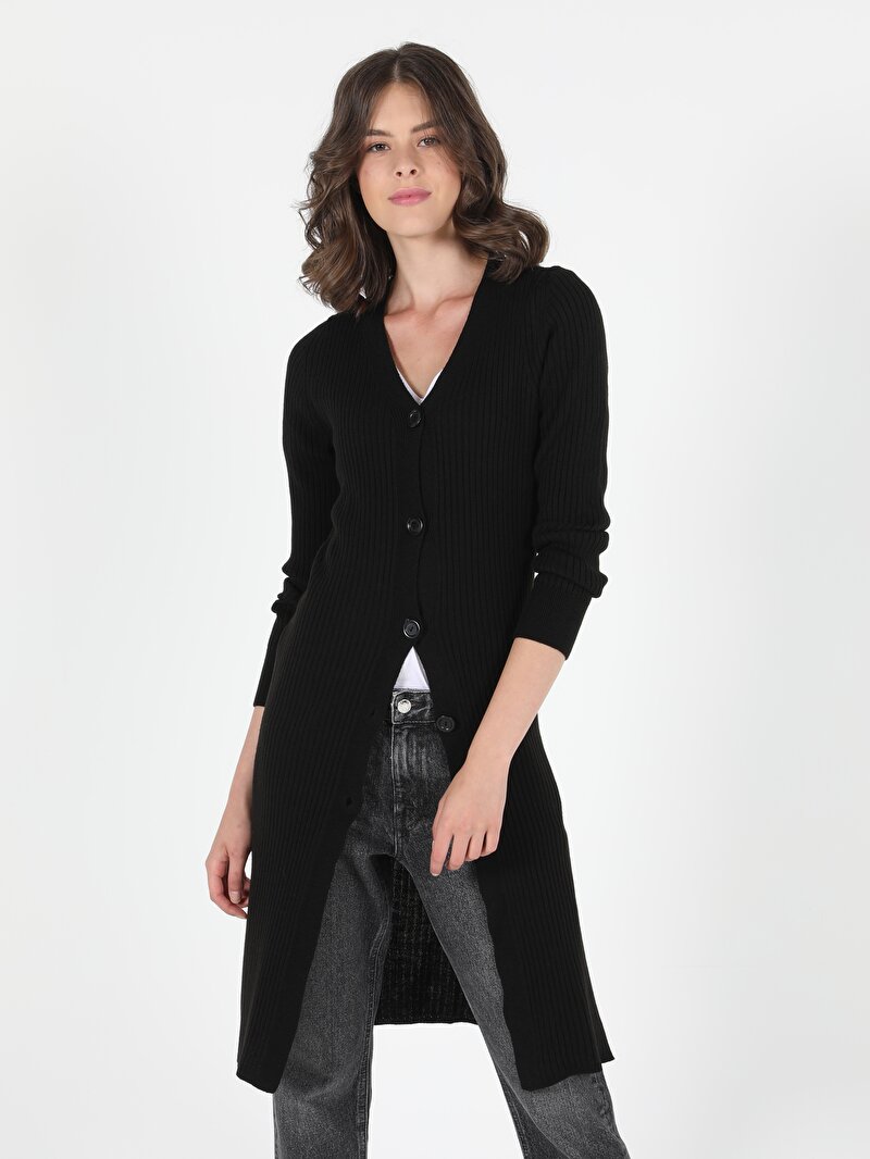 Slim Fit Kadın Siyah Hırka