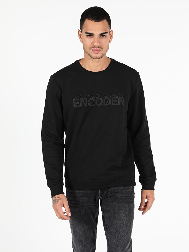 Regular Fit Erkek Siyah Sweatshirt