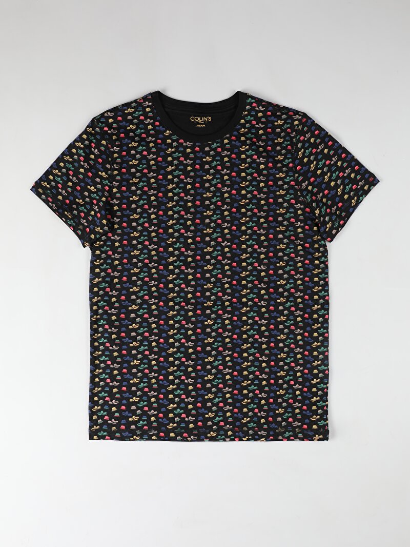 Regular Fit Yuvarlak Yaka Erkek Siyah Kısa Kol Tişört Cl1051187