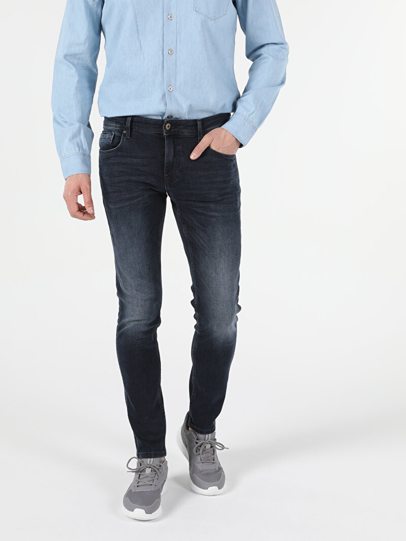 041 Danny Düşük Bel Dar Paça Slim Fit Koyu Mavi Erkek Jean Pantolon