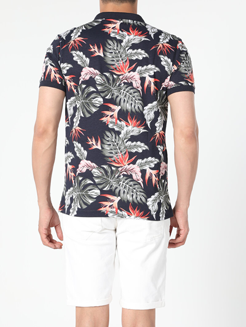 Regular Fit Polo Yaka Erkek Lacivert Kısa Kol Tişört