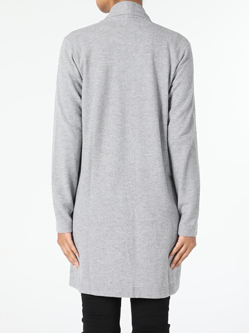 Regular Fit Örme Kadın Gri Ceket