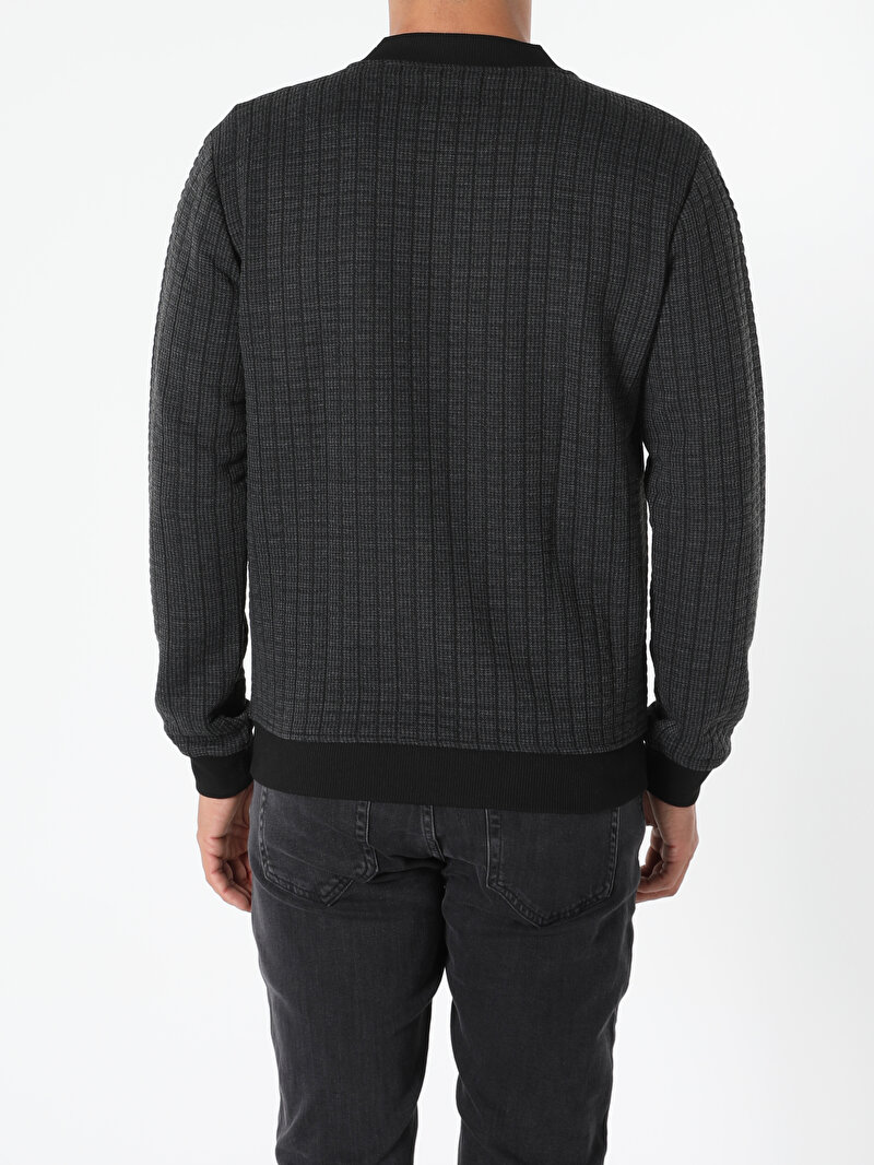 Slim Fit Fermuarlı Erkek Antrasit Ceket