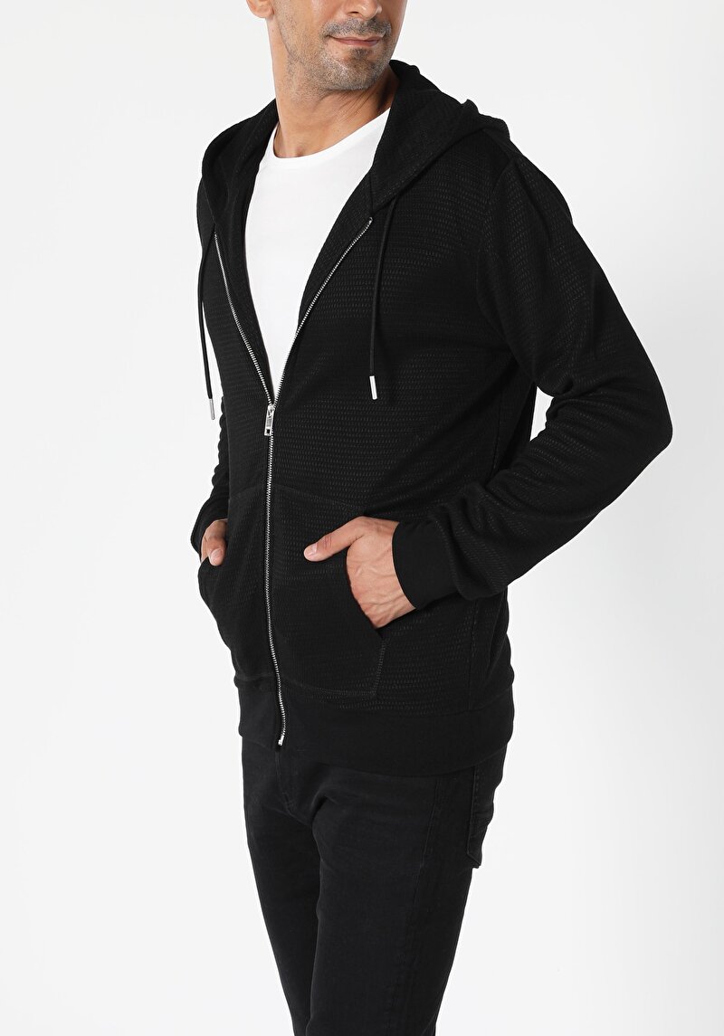 Regular Fit Erkek Siyah Örme Ceket