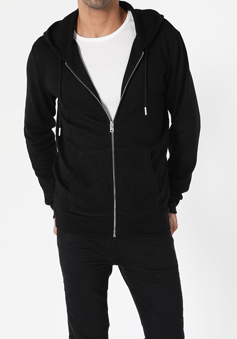 Regular Fit Erkek Siyah Örme Ceket