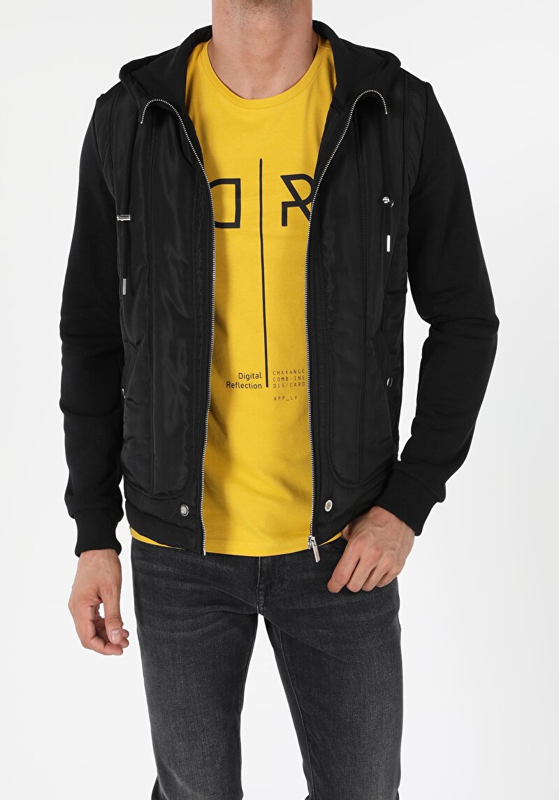 Slim Fit Erkek Siyah Mont