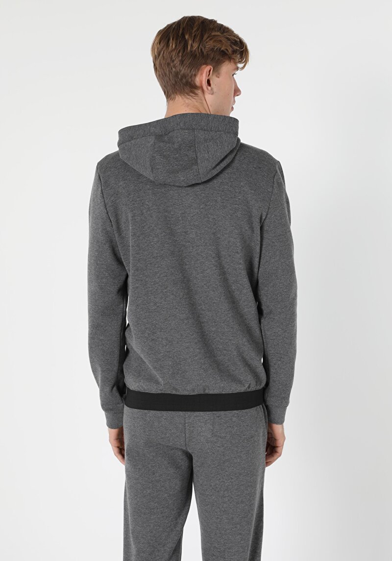 Slim Fit Gri Melanj Erkek Sweatshirt