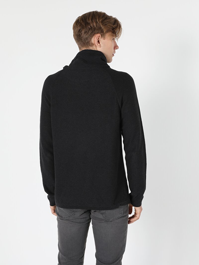 Regular Fit Sal Yaka Erkek Antrasit Kazak