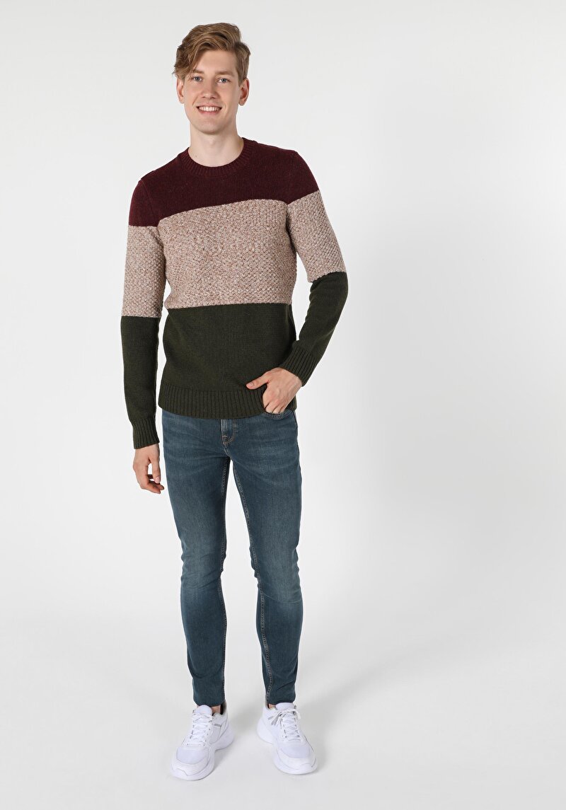 Regular Fit Yuvarlak Yaka Erkek Çok Renkli Kazak