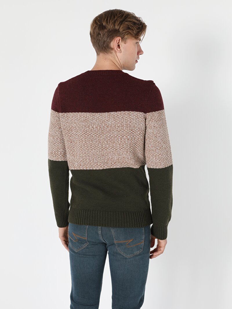 Regular Fit Yuvarlak Yaka Erkek Çok Renkli Kazak