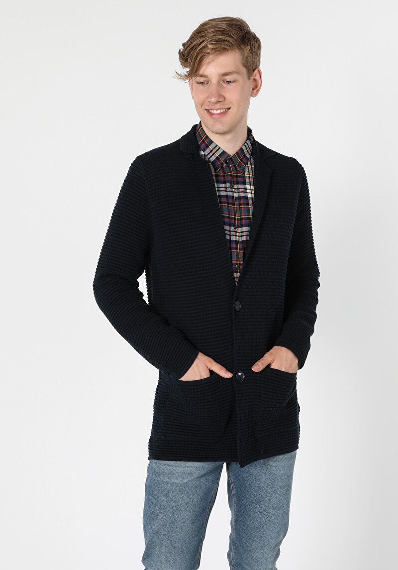 Slim Fit Erkek Lacivert Hırka