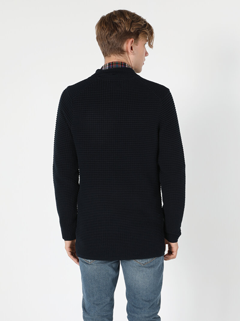 Slim Fit Erkek Lacivert Hırka