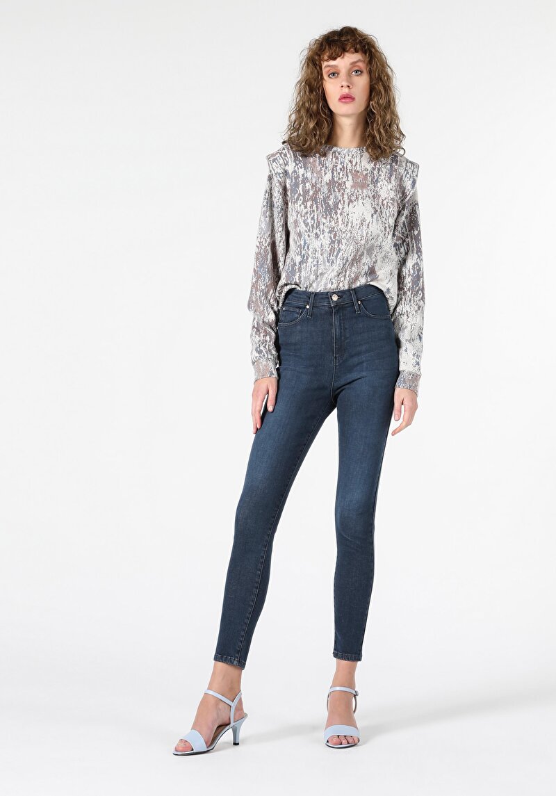 Super Slim Fit Yüksek Bel Dar Paça Kadın Denim Jean Pantolon