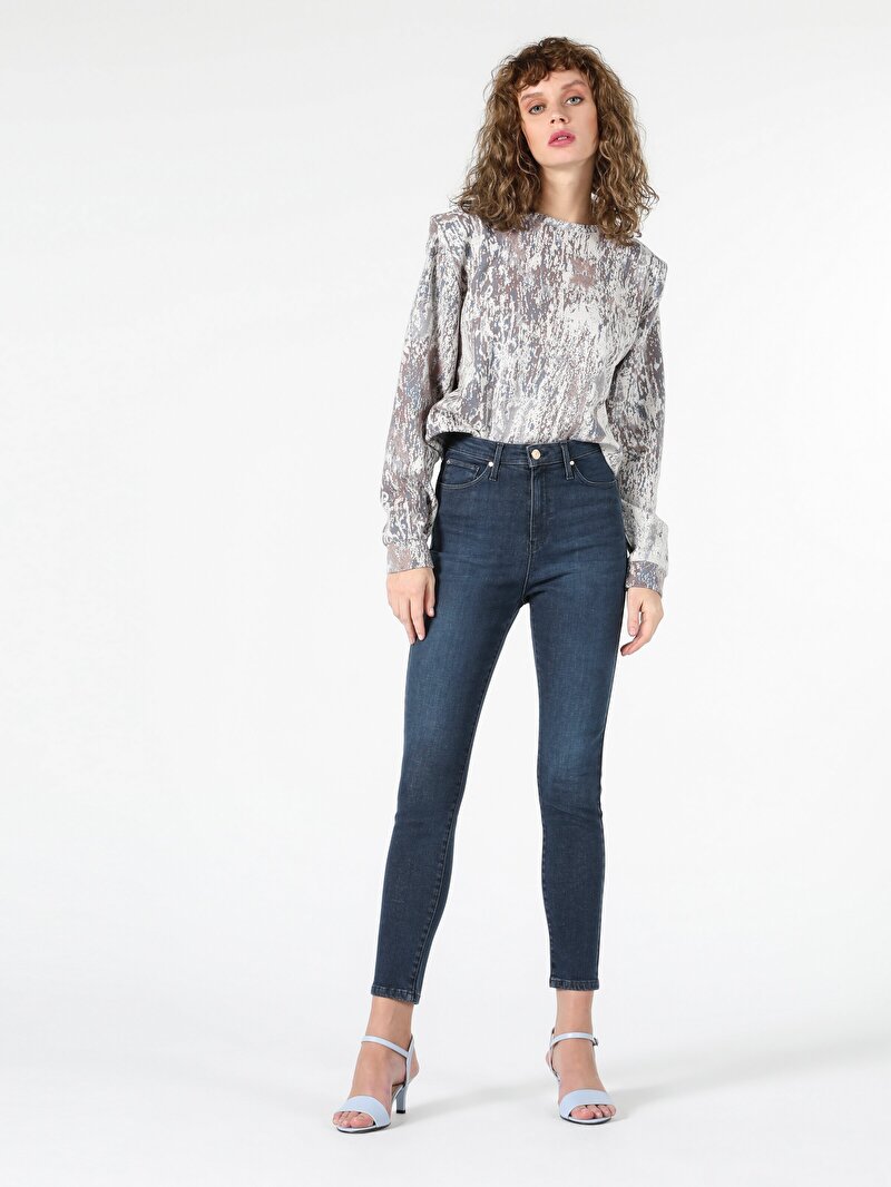 Super Slim Fit Yüksek Bel Dar Paça Kadın Denim Jean Pantolon