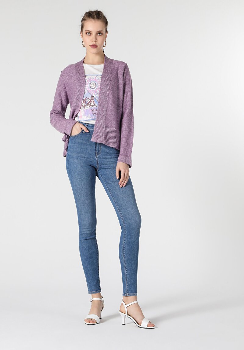 Regular Fit Kadın Mor Hırka