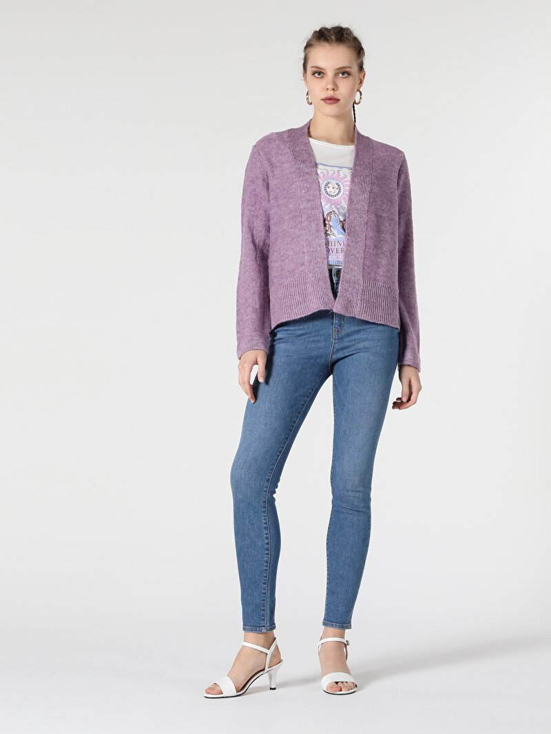 Regular Fit Kadın Mor Hırka