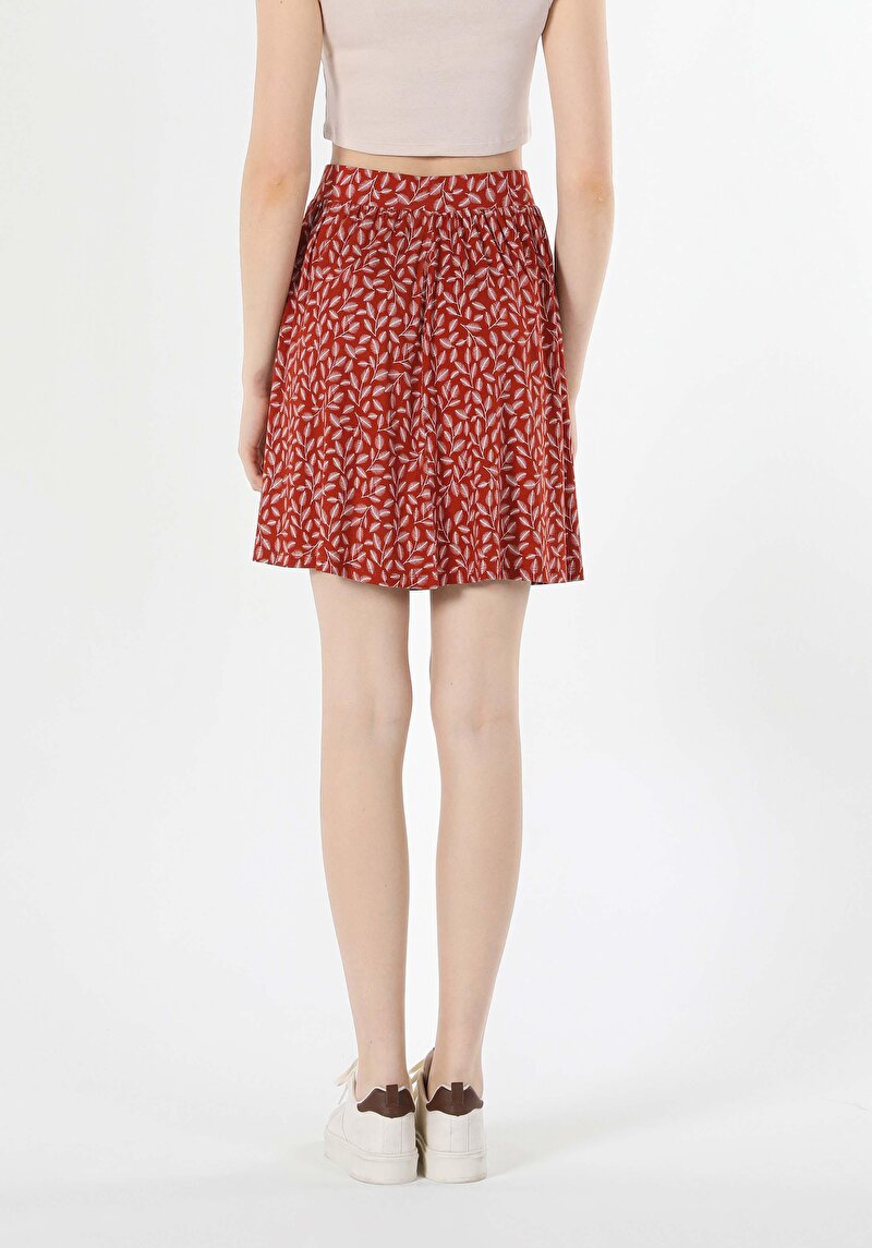 Regular Fit Baskılı Kadın Kahverengi Etek