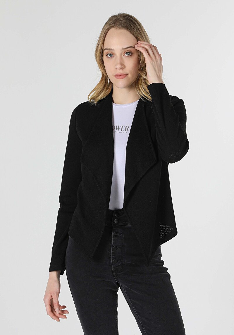 Regular Fit Astarsız Kadın Siyah Ceket