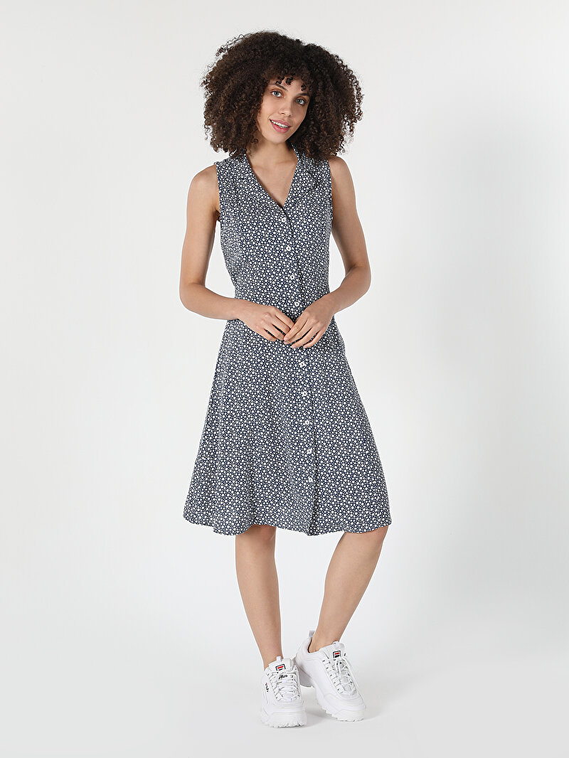 Slim Fit  Kadın Lacivert  Elbise