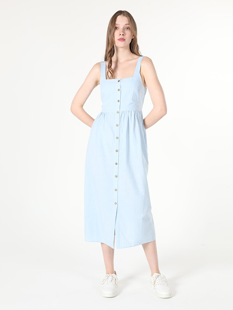 Slim Fit  Kadın Mavi  Elbise