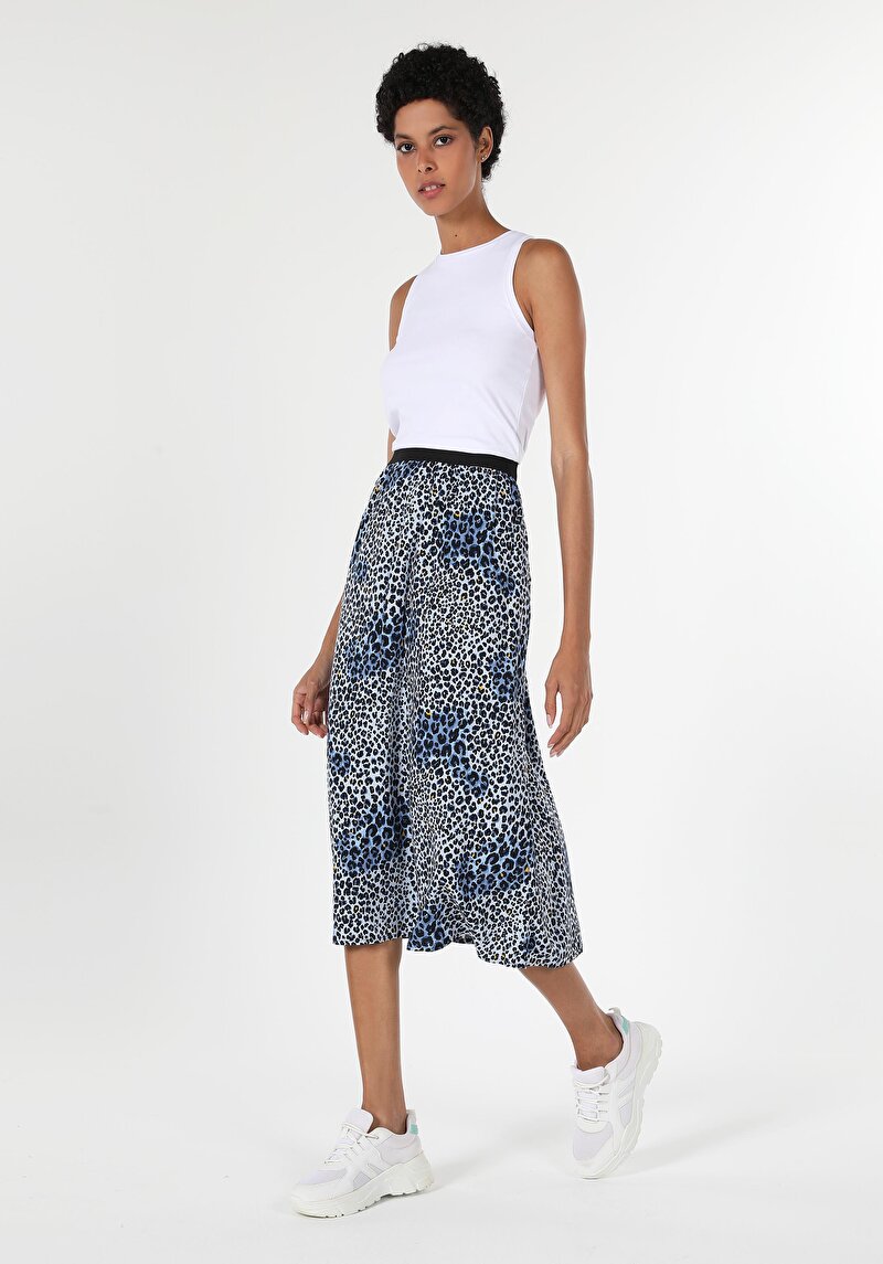 Midi Kadın Mavi Etek