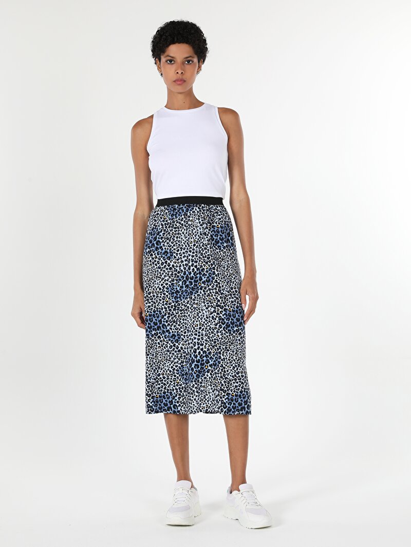 Midi Kadın Mavi Etek