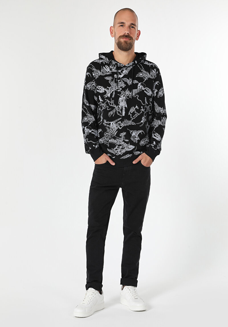 Regular Fit Erkek Siyah Sweatshirt