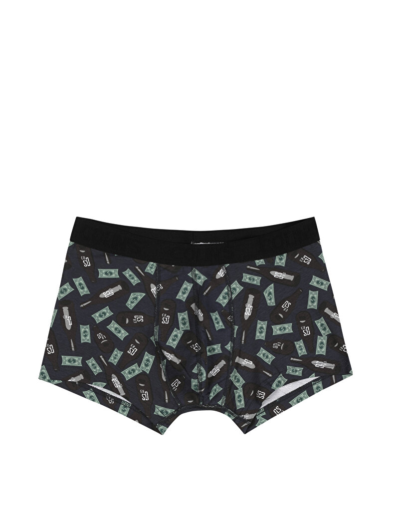 Modern Fit Baskılı Erkek Lacivert Boxer