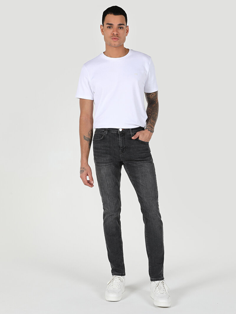 Slim Fit Düşük Bel Dar Paça Erkek İndigo Jean Pantolon